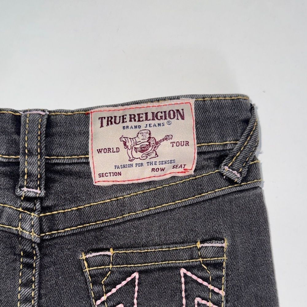 True Religion Black Denim Shorts with Pink Side Stripes Sz 3/6 months girls NWT - Picture 4 of 8